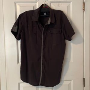 Bauhaus by Tailor vintage men’s dress relax shirt shorts leaves.